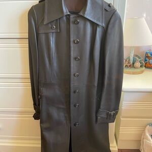 Women’s Brown Vintage Leather Trench Coat